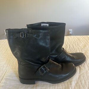 Frye Black Leather Veronica Motorcycle Boots